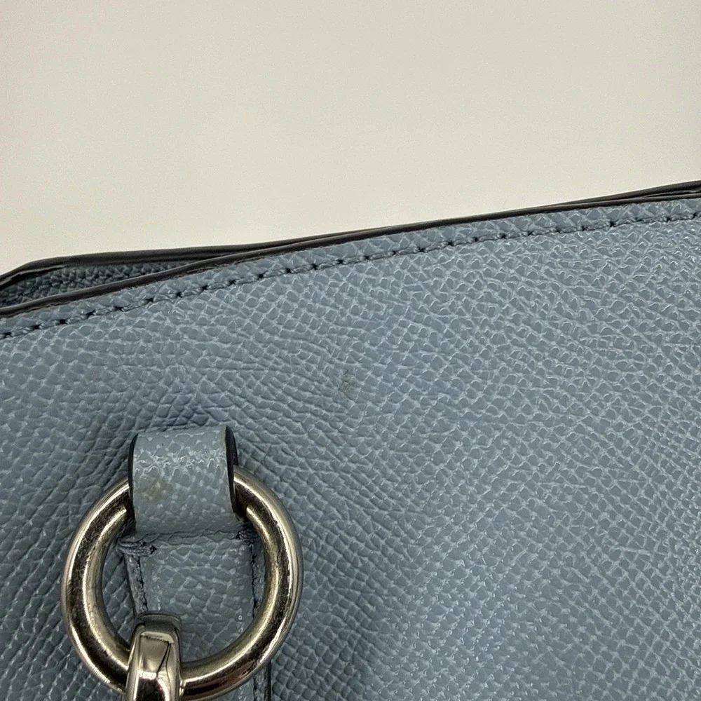 Coach Minetta Blue Pebbled Leather Satchel Crossbody Bag New York Chic Preppy